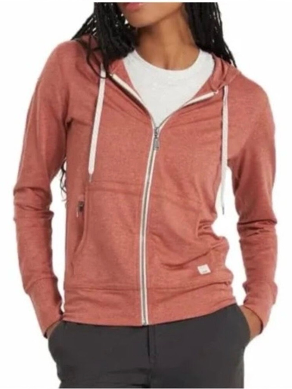 VUORI Halo Performance Dreamknit Full-Zip Hoodie in Rust Orange Size S